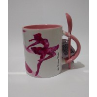 Caneca Cerâmica c/ Colher 325ML Dance Ballet 04